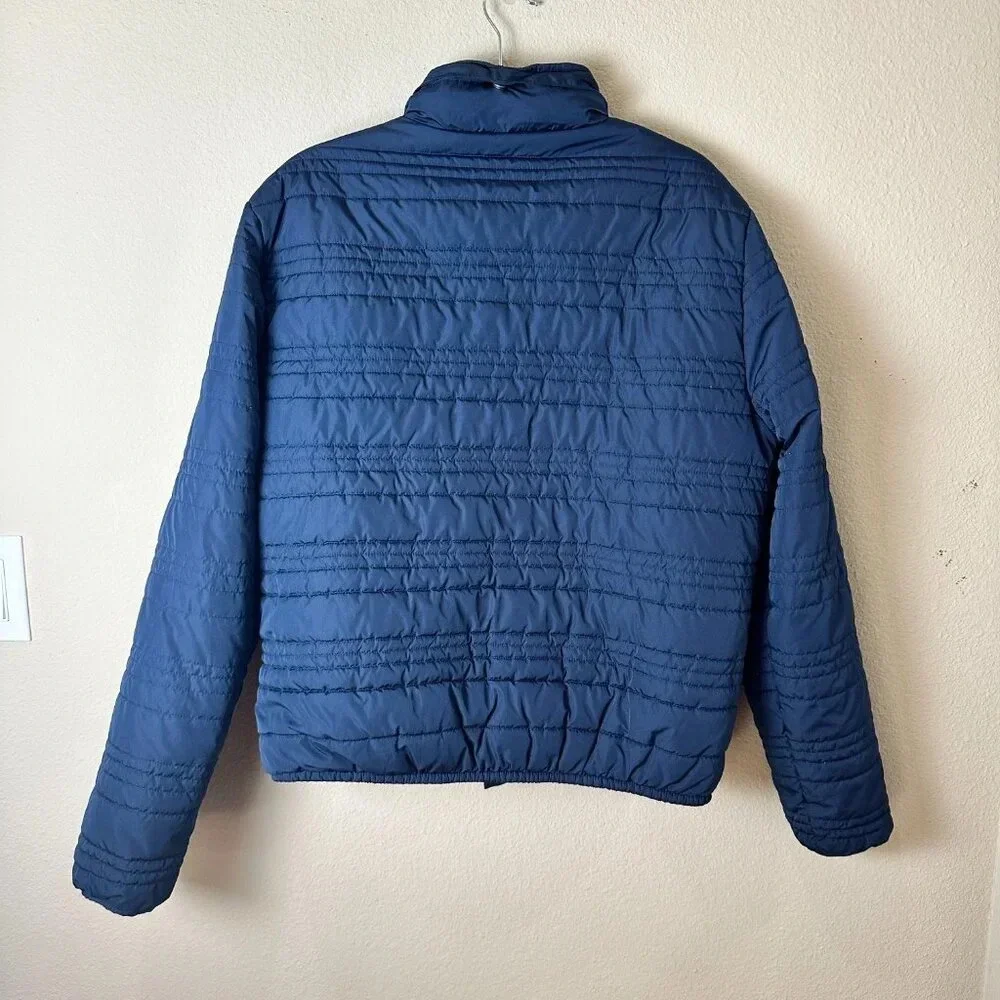 Original PENGUIN Navy Quilted Pufffer Bomber Jacket Coat Hooded size Large